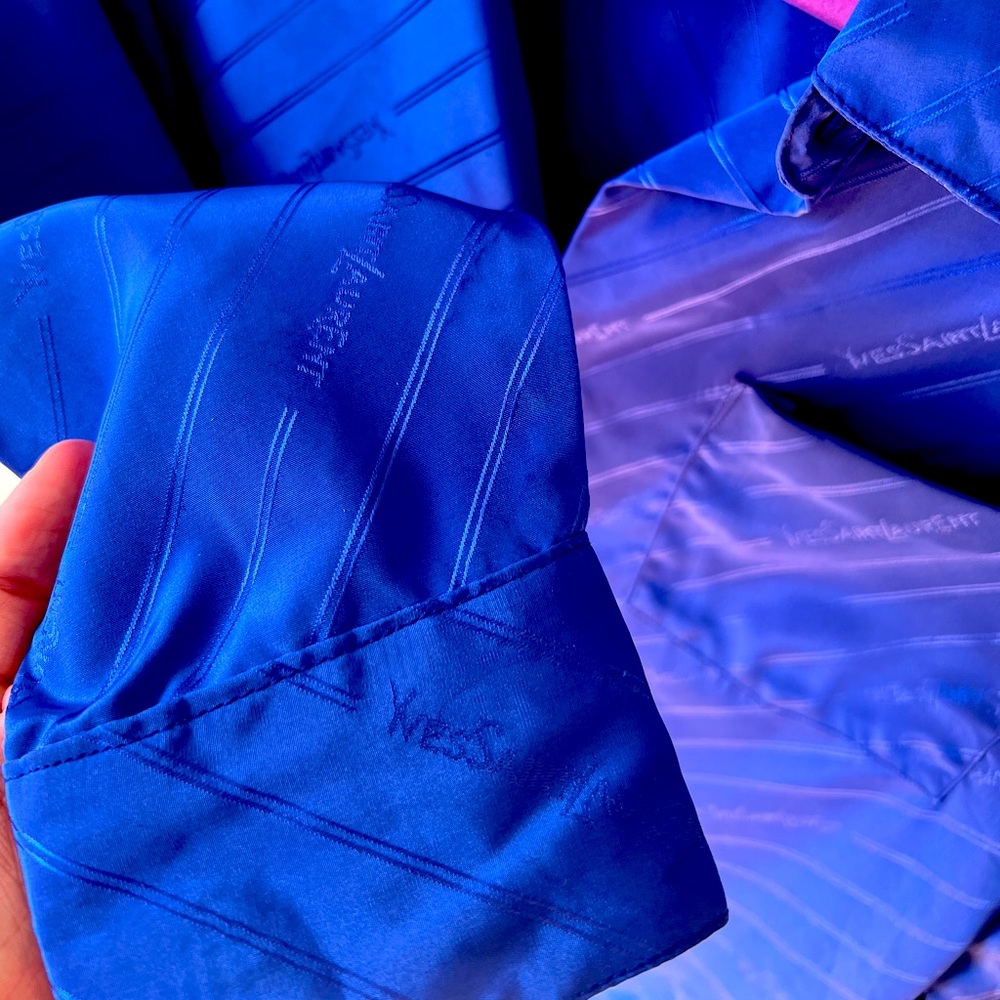 Yves Saint Laurent mens (Sz.36) button down, pajama style shirt w logo bossing